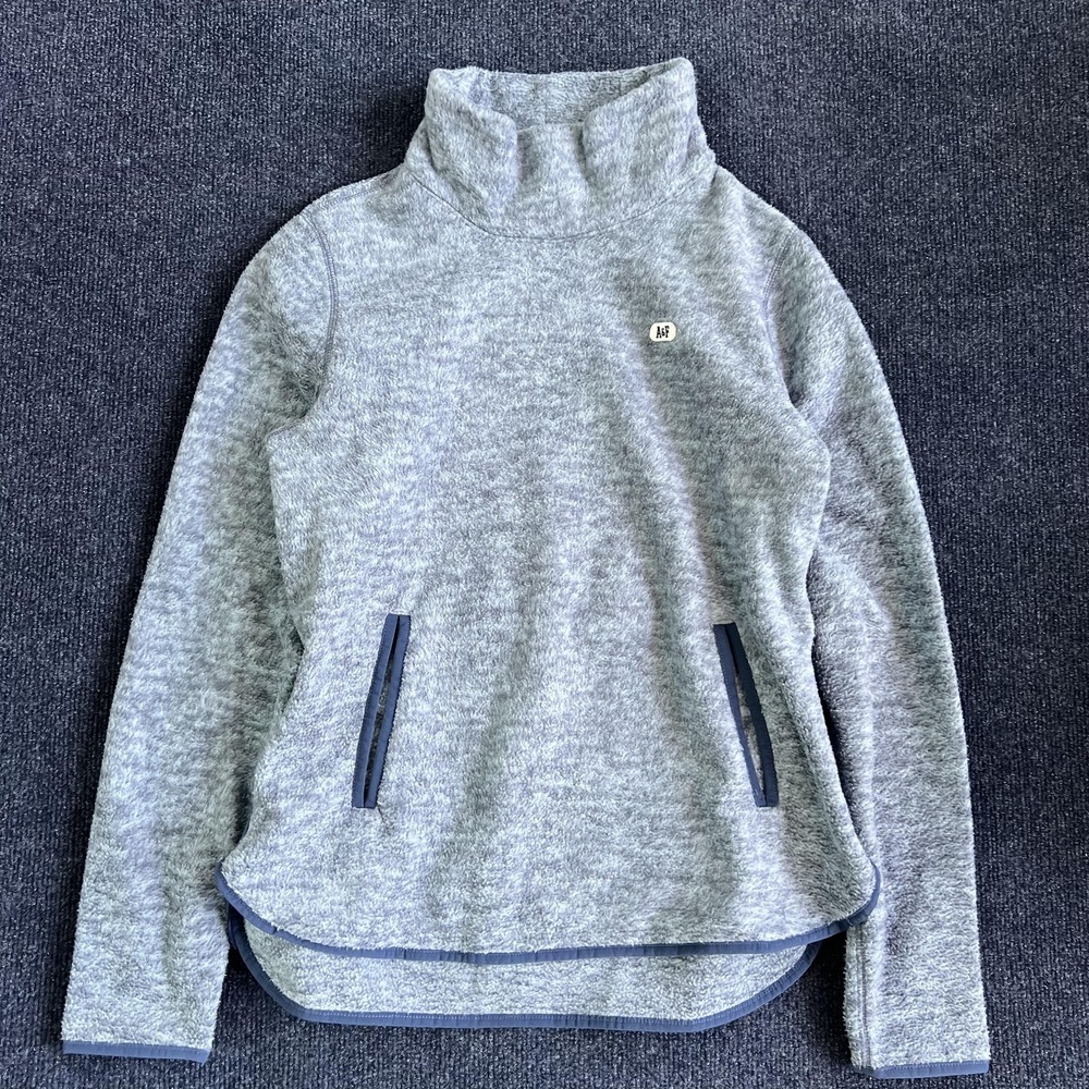 Abercrombie & Fitch Sweater Womens XS Blue Cowl Neck Fleece Pullover Pockets